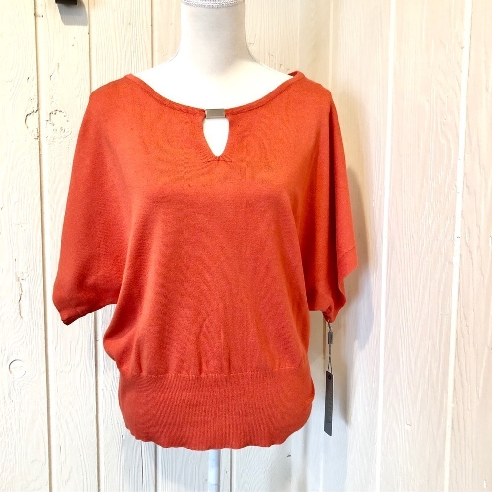 Joseph A. Women orange red Bat short sleeve top size L new
